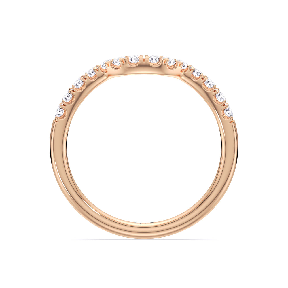 Elegance Tapered Accent Bridge Diamond Wedding Band with 18KT Rose Gold Cut Diamond in 14KT Rose Gold view 2
