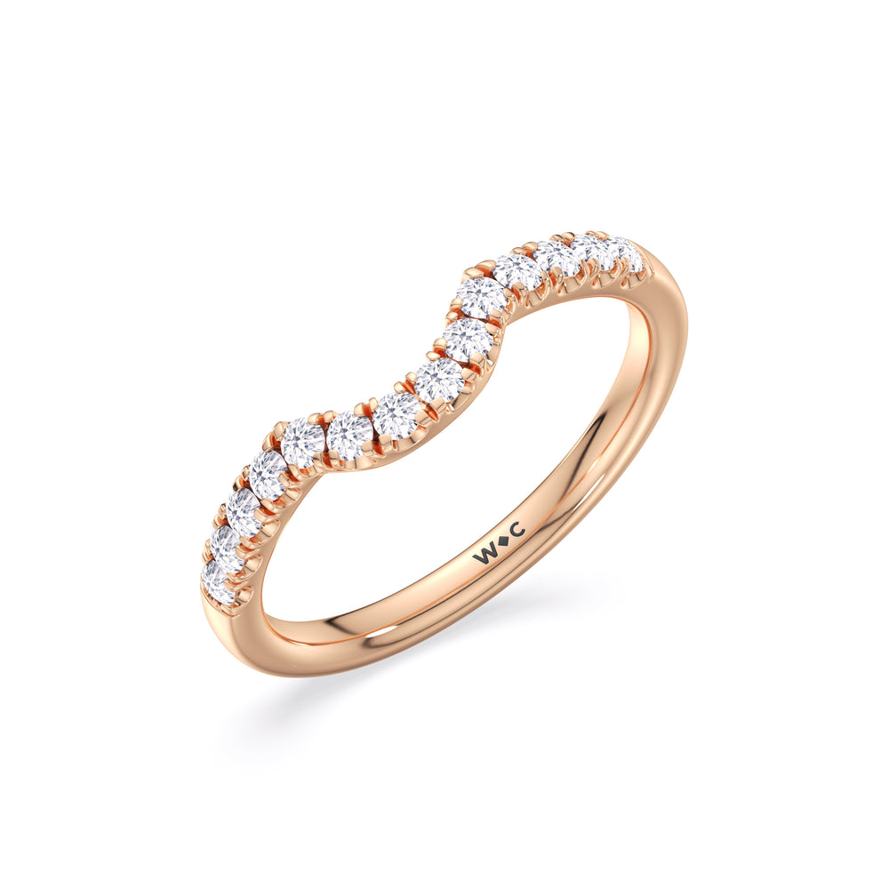 Elegance Tapered Accent Bridge Diamond Wedding Band with 18KT Rose Gold Cut Diamond in 14KT Rose Gold view 4
