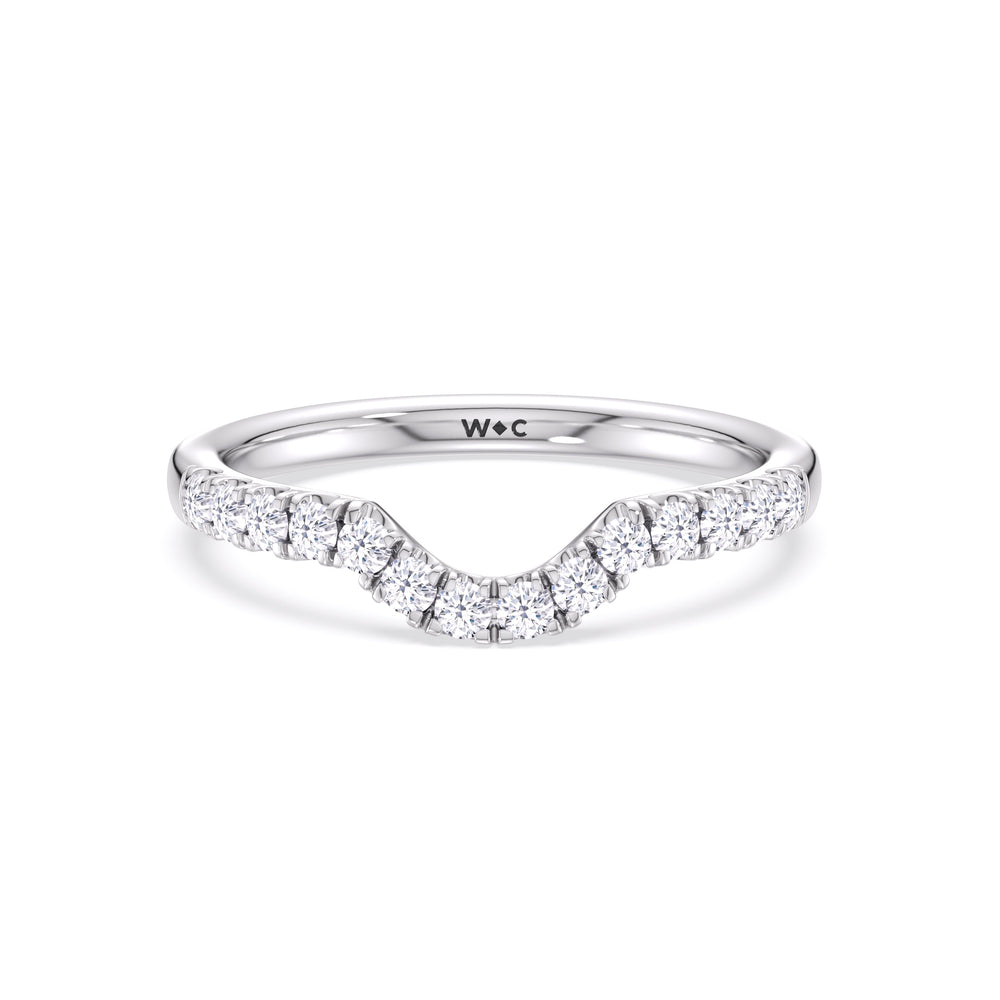 Elegance Tapered Accent Bridge Diamond Wedding Band with Platinum Cut Diamond in 14KT Platinum view 1
