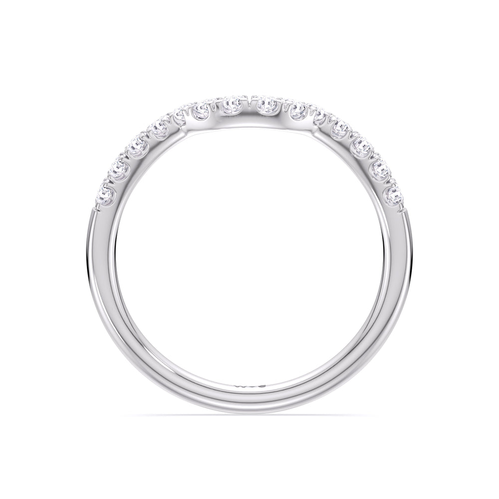 Elegance Tapered Accent Bridge Diamond Wedding Band with Platinum Cut Diamond in 14KT Platinum view 2
