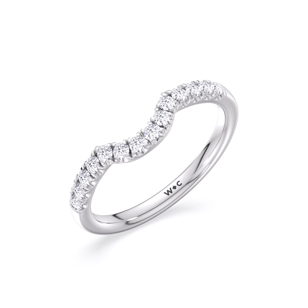 Elegance Tapered Accent Bridge Diamond Wedding Band with Platinum Cut Diamond in 14KT Platinum view 4
