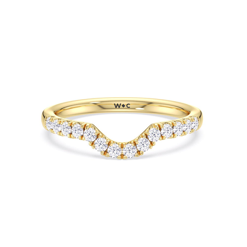 Elegance Tapered Accent Bridge Diamond Wedding Band with 18KT Yellow Gold Cut Diamond in 14KT Yellow Gold view 1
