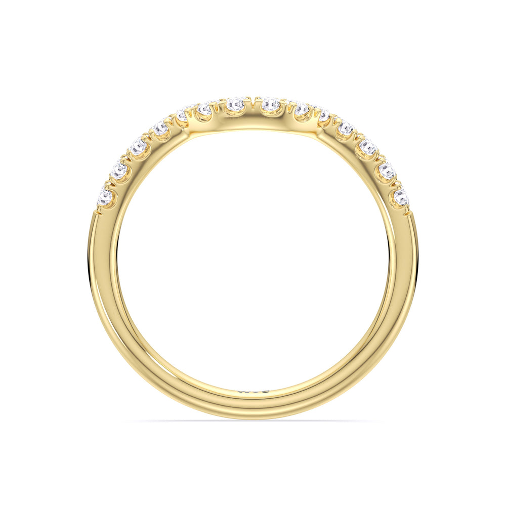 Elegance Tapered Accent Bridge Diamond Wedding Band with 18KT Yellow Gold Cut Diamond in 14KT Yellow Gold view 2
