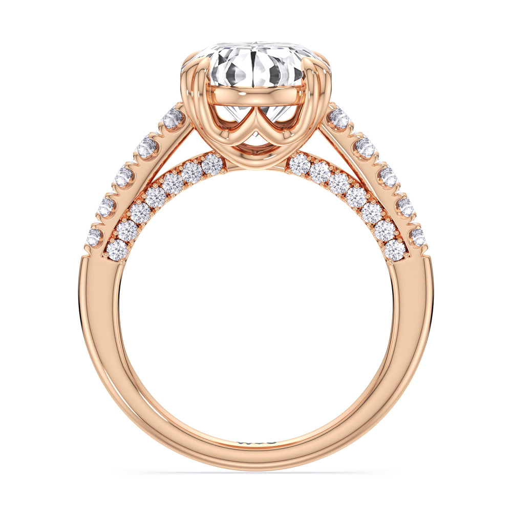 Elegance Tapered Accent Bridge Engagement Ring with Oval Cut Diamond in 14KT Rose Gold view 4
