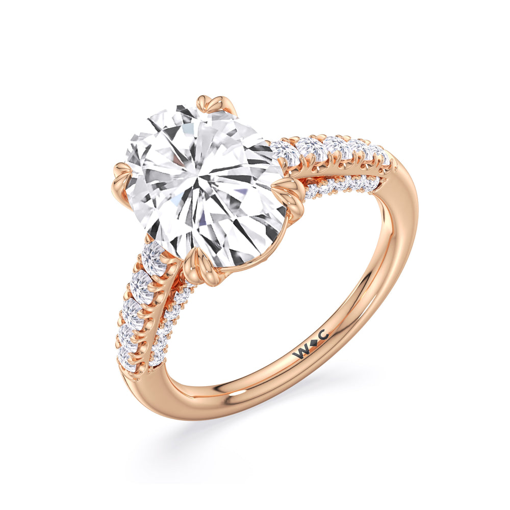 Elegance Tapered Accent Bridge Engagement Ring with Oval Cut Diamond in 14KT Rose Gold view 5
