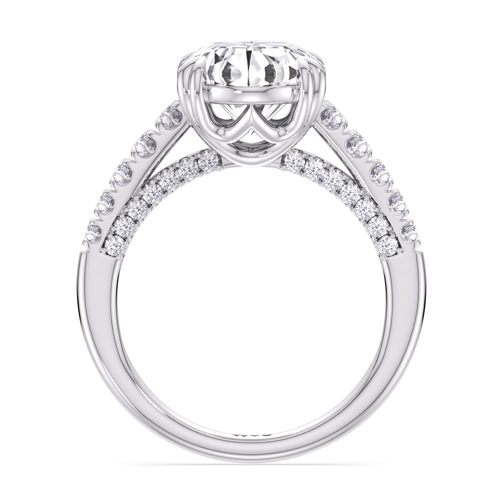 Elegance Tapered Accent Bridge Engagement Ring with Oval Cut Diamond in 14KT Platinum view 4
