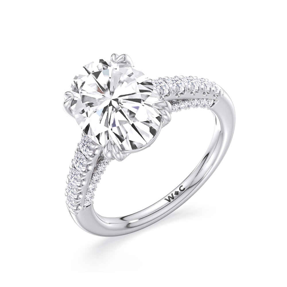 Elegance Tapered Accent Bridge Engagement Ring with Oval Cut Diamond in 14KT Platinum view 5
