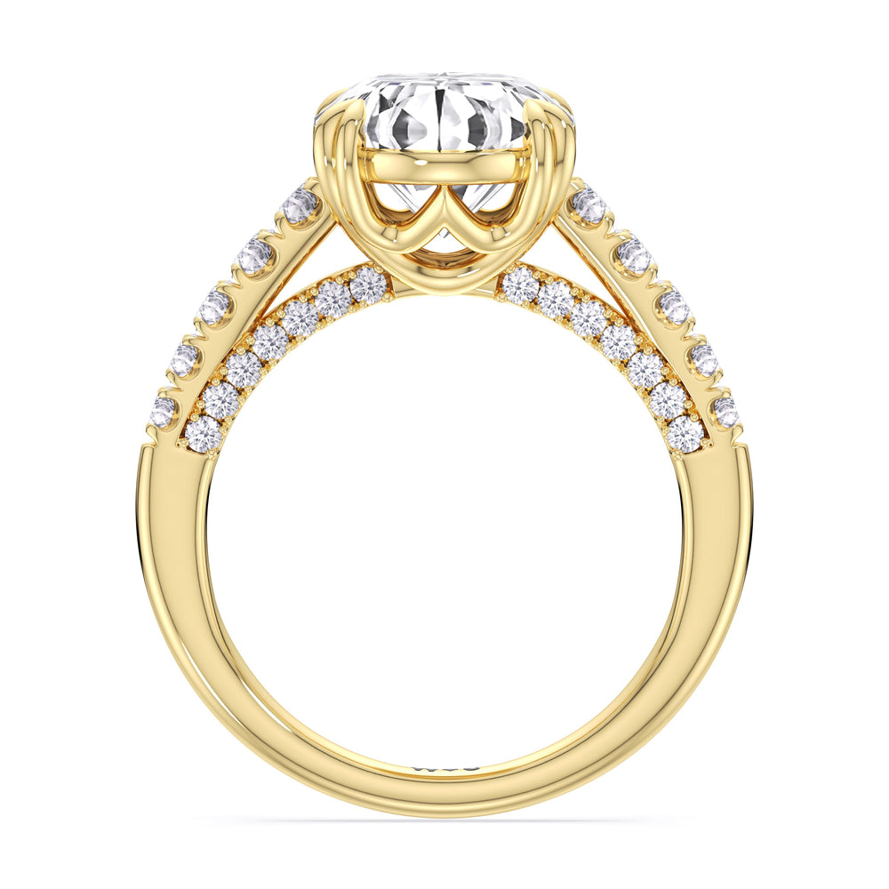 Elegance Tapered Accent Bridge Engagement Ring with Oval Cut Diamond in 14KT Yellow Gold view 4
