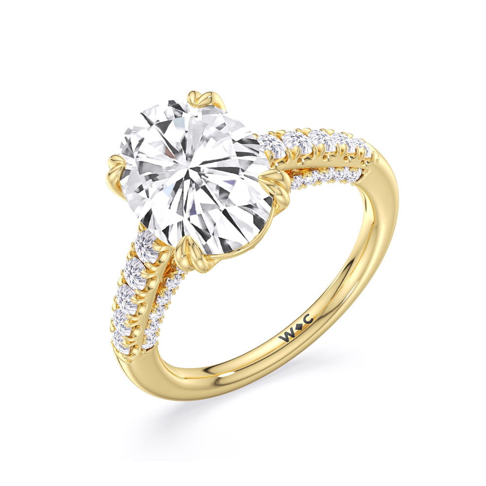 Elegance Tapered Accent Bridge Engagement Ring with Oval Cut Diamond in 14KT Yellow Gold view 5

