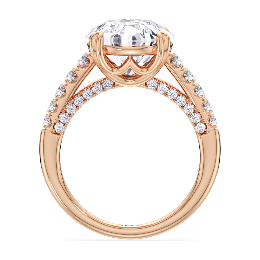 Elegance Tapered Accent Bridge Engagement Ring with Round Cut Diamond in 14KT Rose Gold view 4
