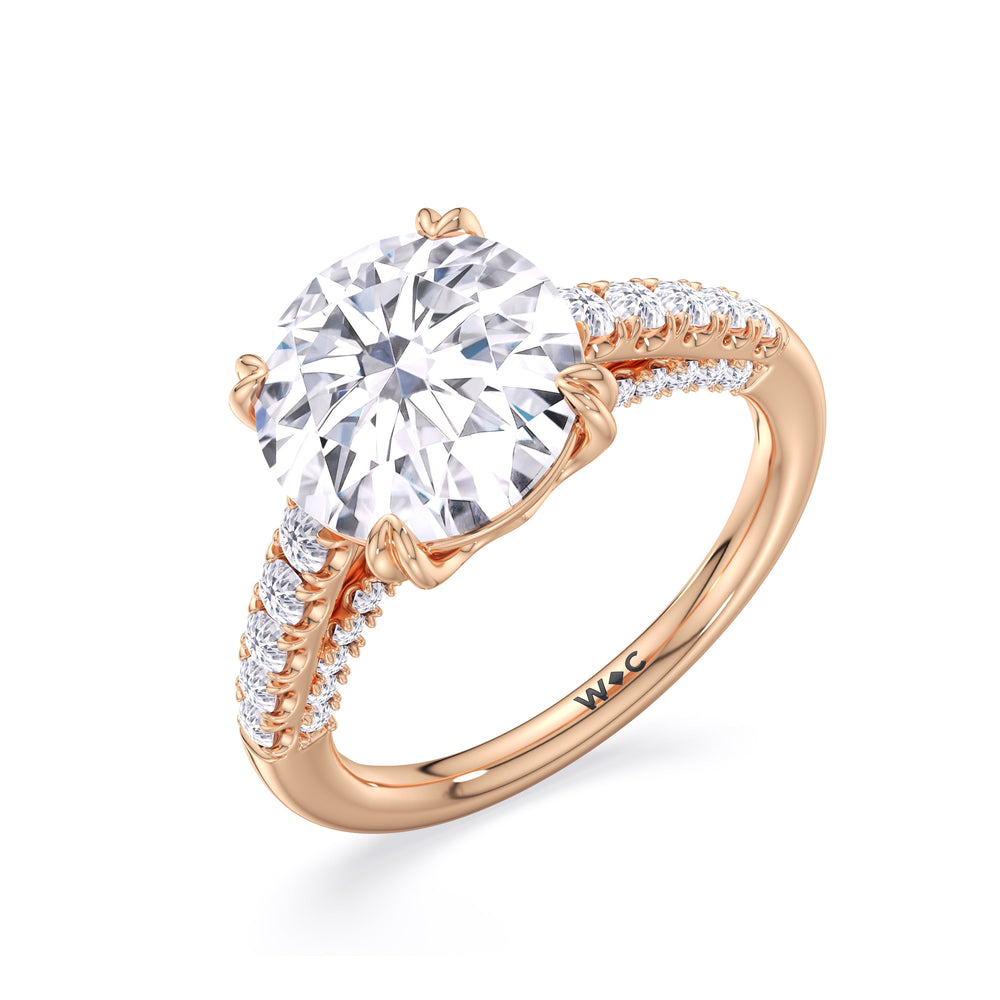 Elegance Tapered Accent Bridge Engagement Ring with Round Cut Diamond in 14KT Rose Gold view 5

