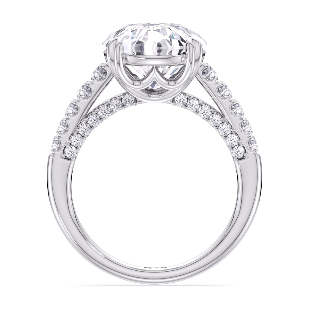 Elegance Tapered Accent Bridge Engagement Ring with Round Cut Diamond in 14KT Platinum view 4
