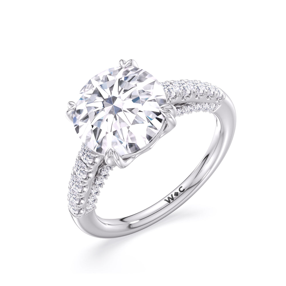 Elegance Tapered Accent Bridge Engagement Ring with Round Cut Diamond in 14KT Platinum view 5
