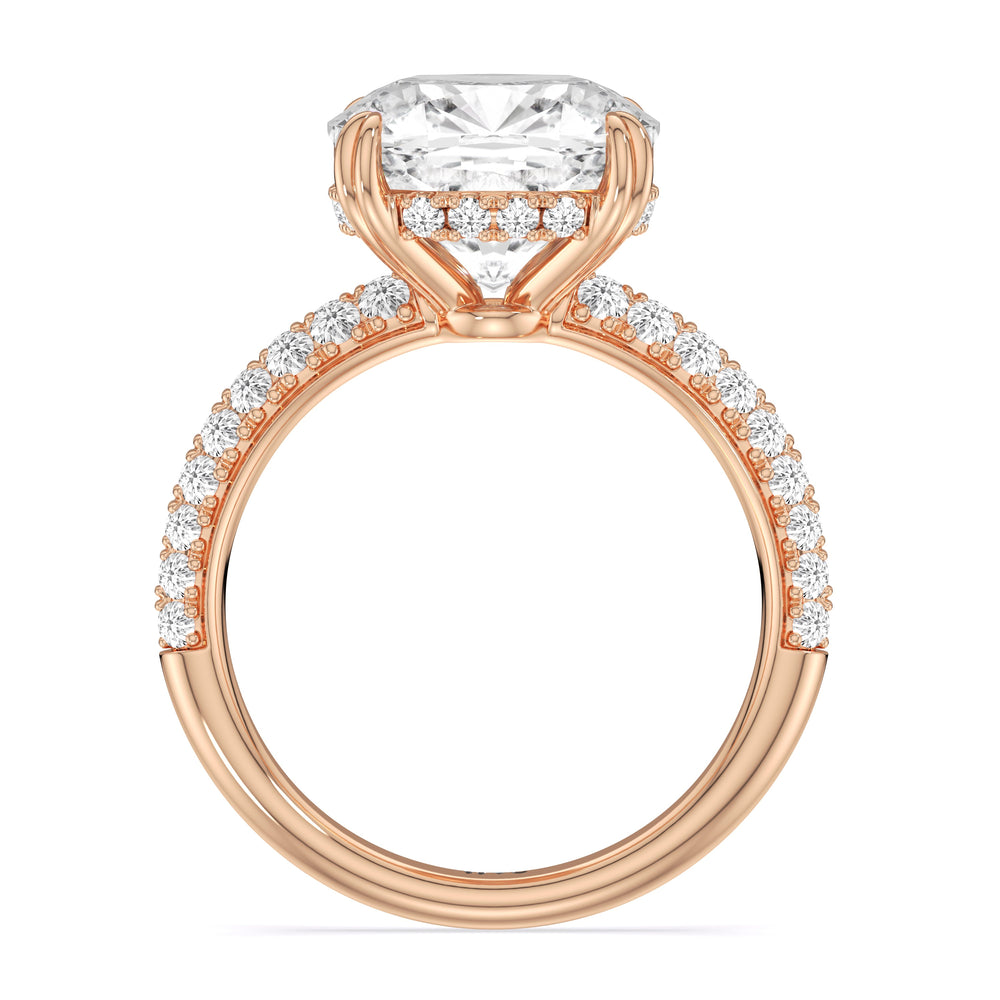Elegance Double Prong Engagement Ring with Cushion Cut Diamond in 14KT Rose Gold view 4

