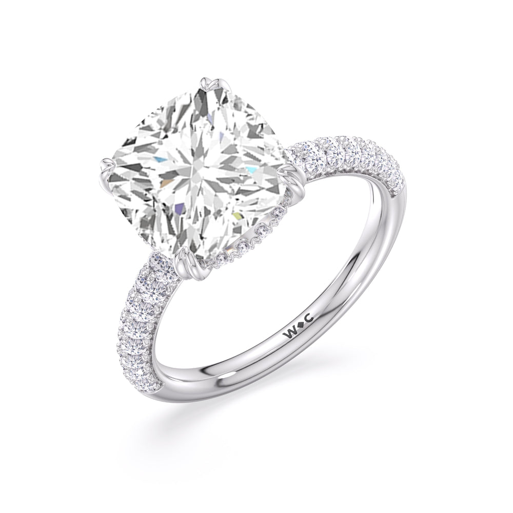 Elegance Double Prong Engagement Ring with Cushion Cut Diamond in 14KT Platinum view 5
