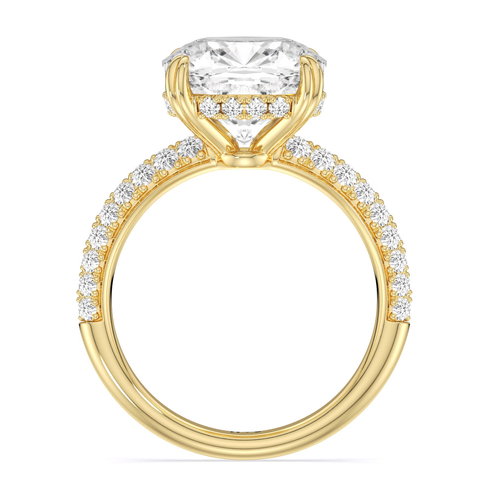 Elegance Double Prong Engagement Ring with Cushion Cut Diamond in 14KT Yellow Gold view 4
