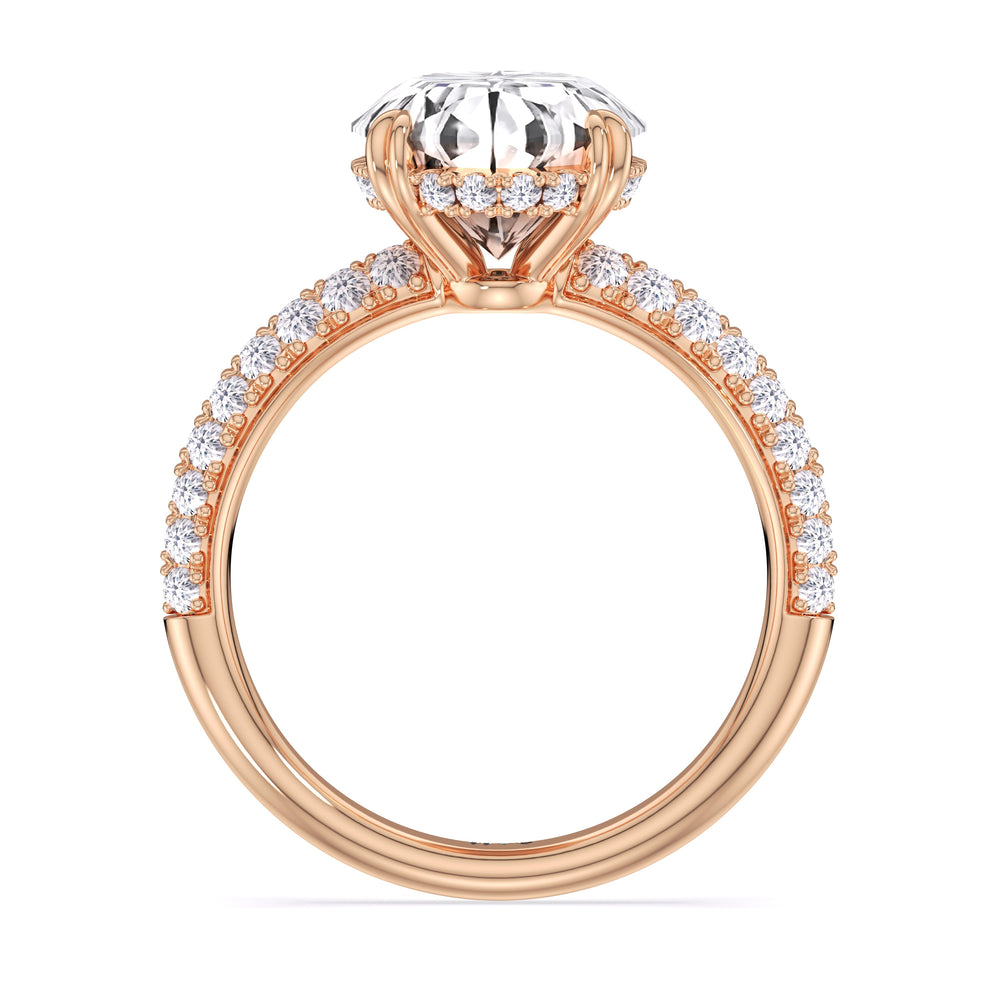 Elegance Double Prong Engagement Ring with Oval Cut Diamond in 14KT Rose Gold view 4
