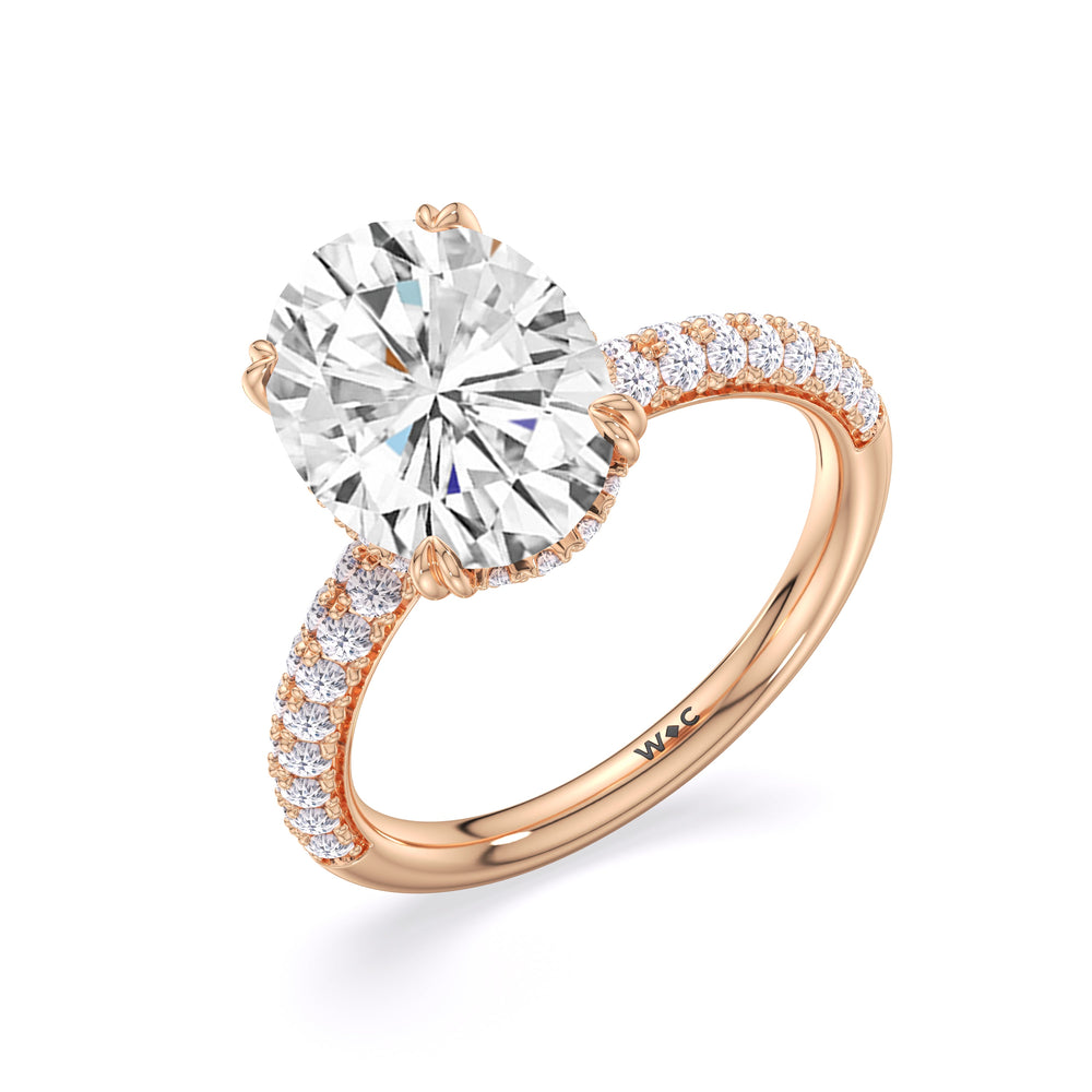 Elegance Double Prong Engagement Ring with Oval Cut Diamond in 14KT Rose Gold view 5
