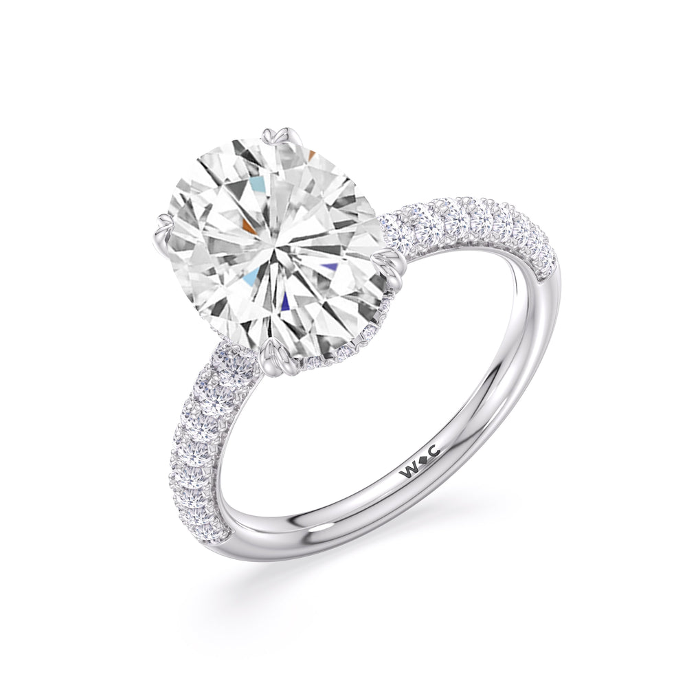 Elegance Double Prong Engagement Ring with Oval Cut Diamond in 14KT Platinum view 5
