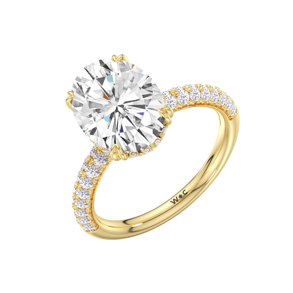 Elegance Double Prong Engagement Ring with Oval Cut Diamond in 14KT Yellow Gold view 5
