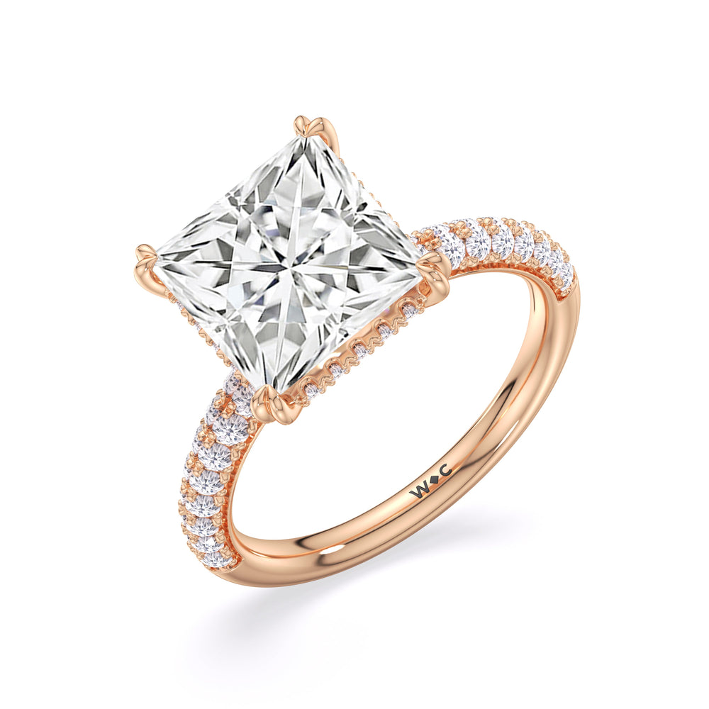 Elegance Double Prong Engagement Ring with Princess Cut Diamond in 14KT Rose Gold view 5
