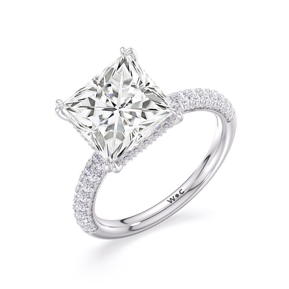 Elegance Double Prong Engagement Ring with Princess Cut Diamond in 14KT Platinum view 5
