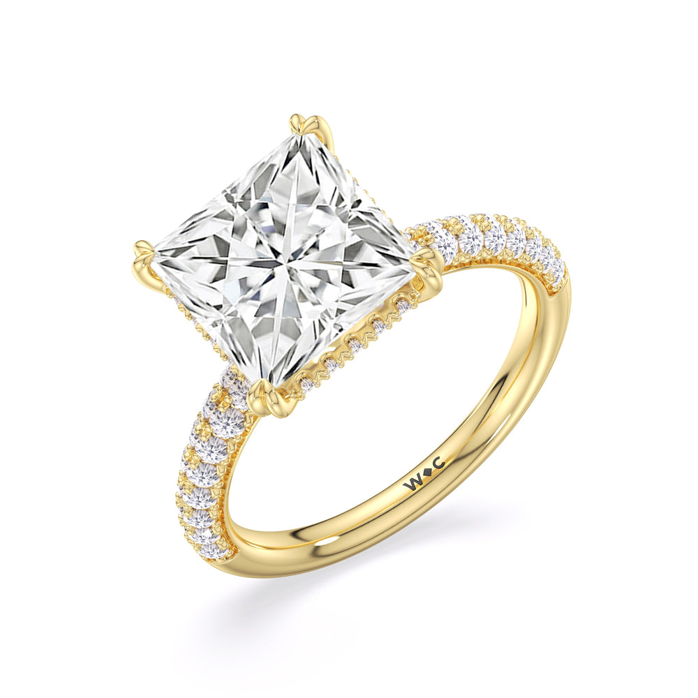 Elegance Double Prong Engagement Ring with Princess Cut Diamond in 14KT Yellow Gold view 5

