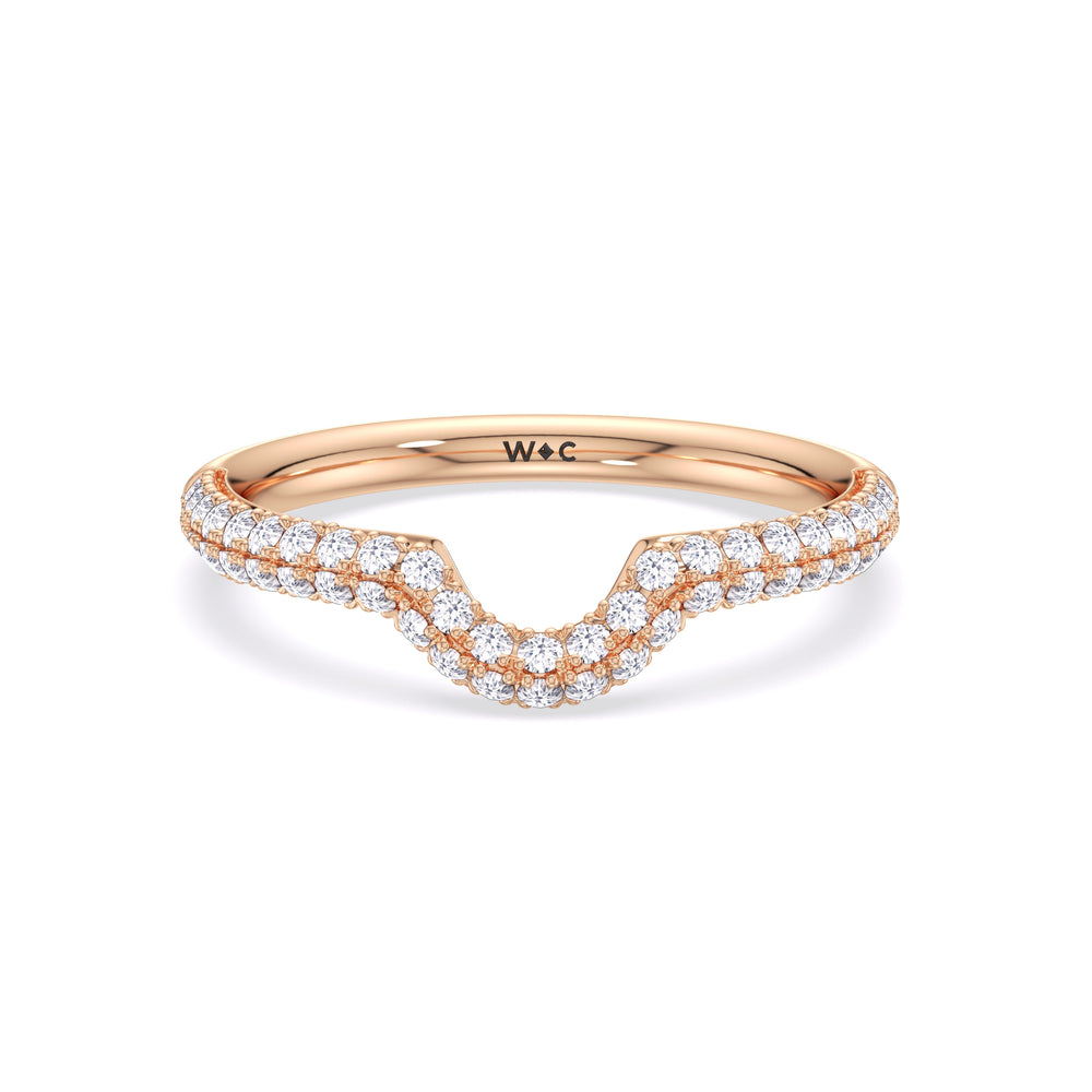 Elegance Double Prong Diamond Wedding Band with 18KT Rose Gold Cut Diamond in 14KT Rose Gold view 1
