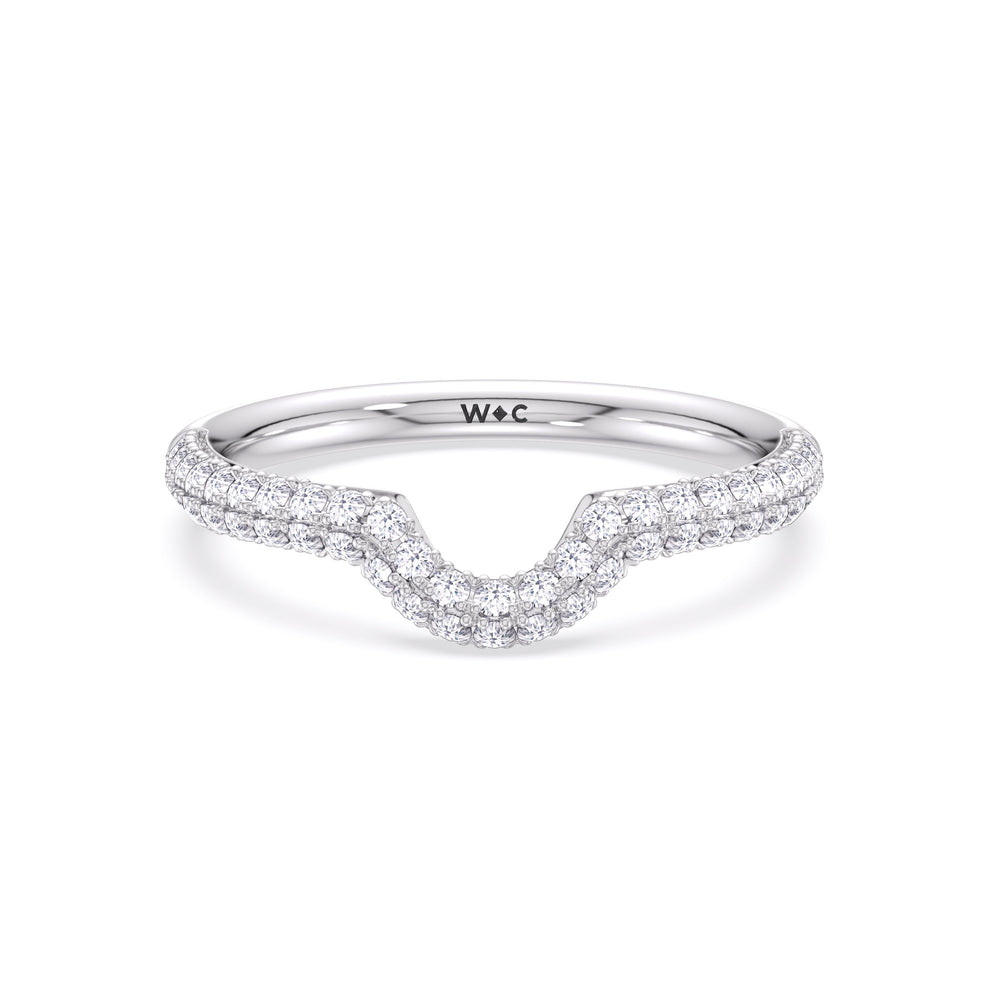 Elegance Double Prong Diamond Wedding Band with Platinum Cut Diamond in 14KT Platinum view 1
