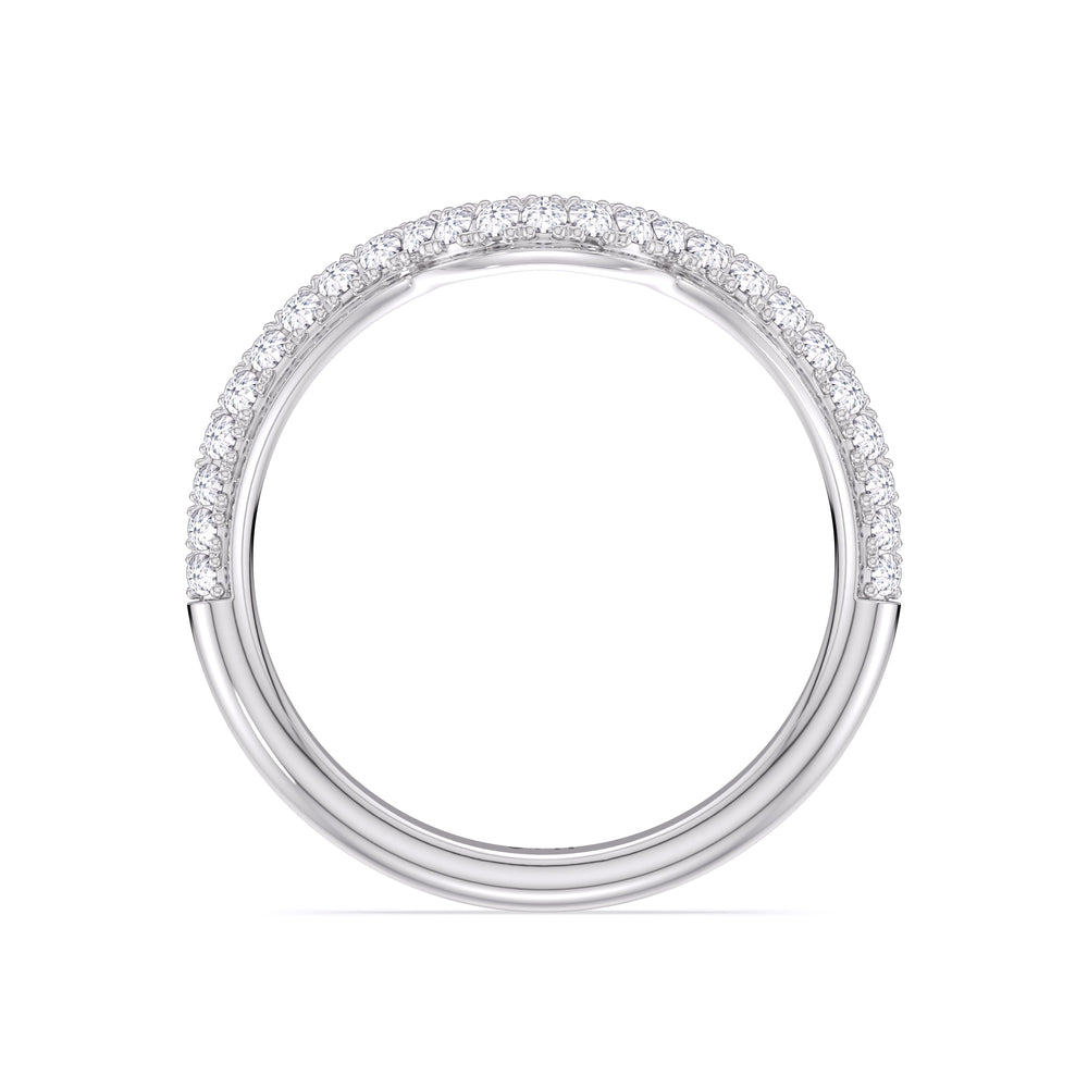 Elegance Double Prong Diamond Wedding Band with Platinum Cut Diamond in 14KT Platinum view 4
