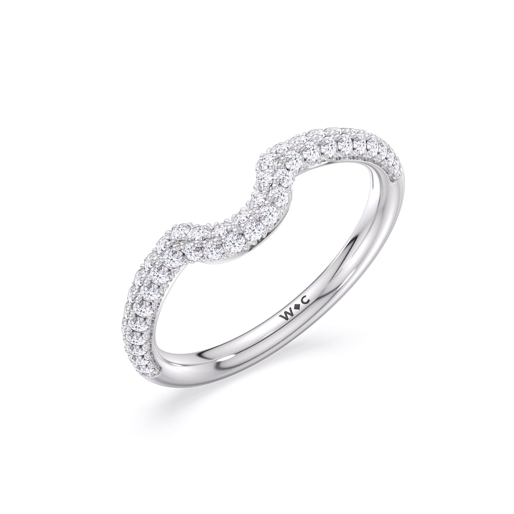 Elegance Double Prong Diamond Wedding Band with Platinum Cut Diamond in 14KT Platinum view 5
