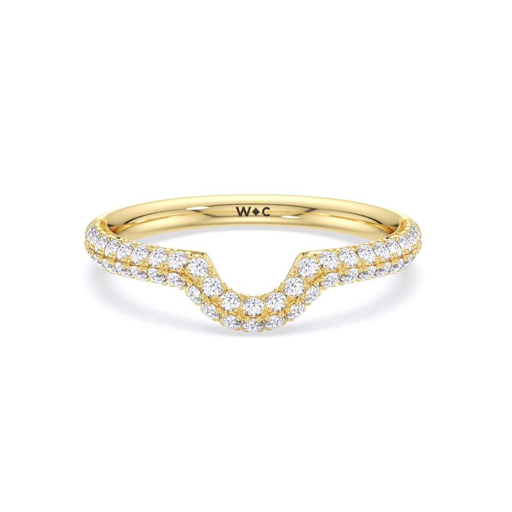 Elegance Double Prong Diamond Wedding Band with 18KT Yellow Gold Cut Diamond in 14KT Yellow Gold view 1
