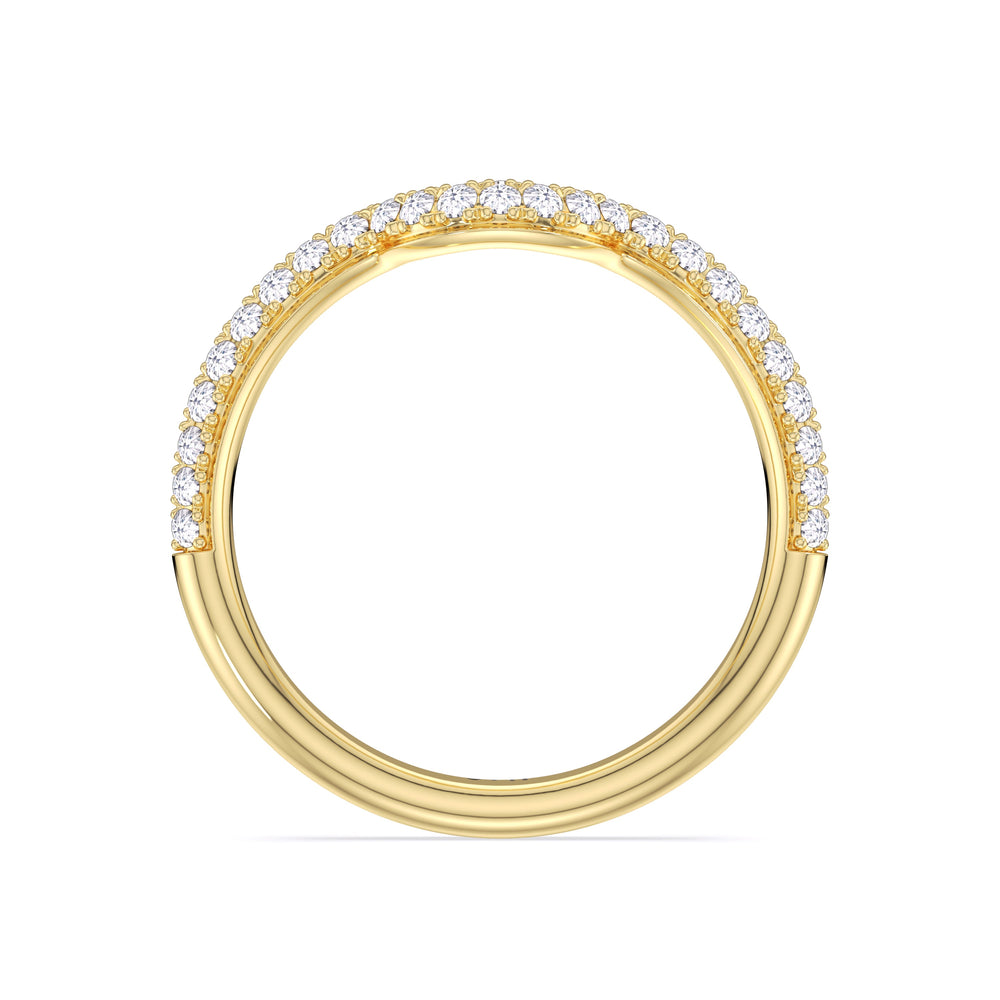 Elegance Double Prong Diamond Wedding Band with 18KT Yellow Gold Cut Diamond in 14KT Yellow Gold view 4
