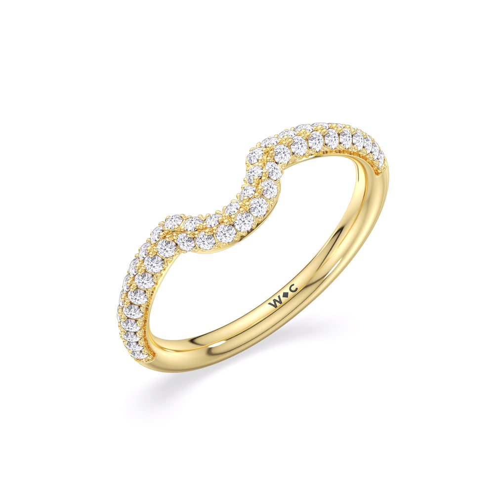Elegance Double Prong Diamond Wedding Band with 18KT Yellow Gold Cut Diamond in 14KT Yellow Gold view 5
