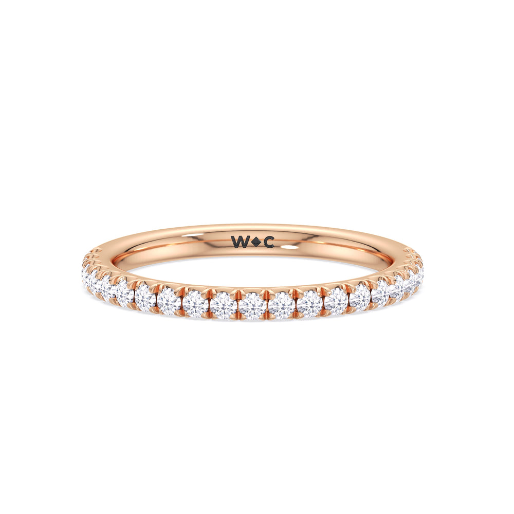 Elegance Double Hidden Halo Diamond Wedding Band with 18KT Rose Gold Cut Diamond in 14KT Rose Gold view 1
