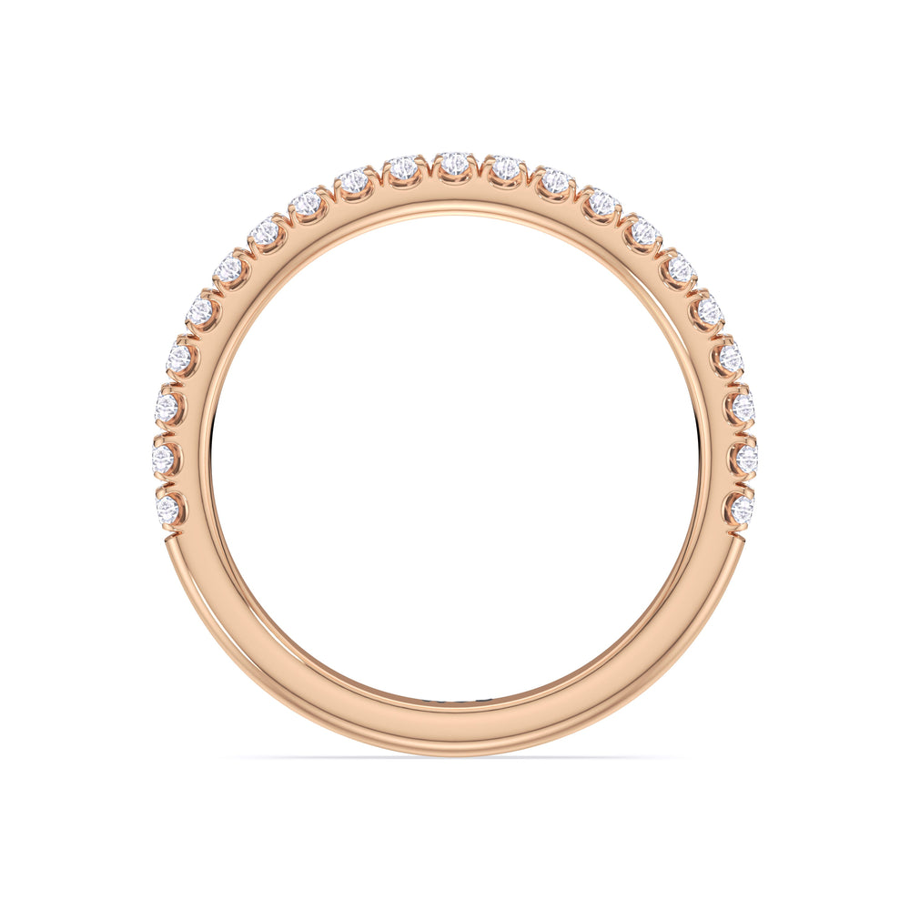 Elegance Double Hidden Halo Diamond Wedding Band with 18KT Rose Gold Cut Diamond in 14KT Rose Gold view 2
