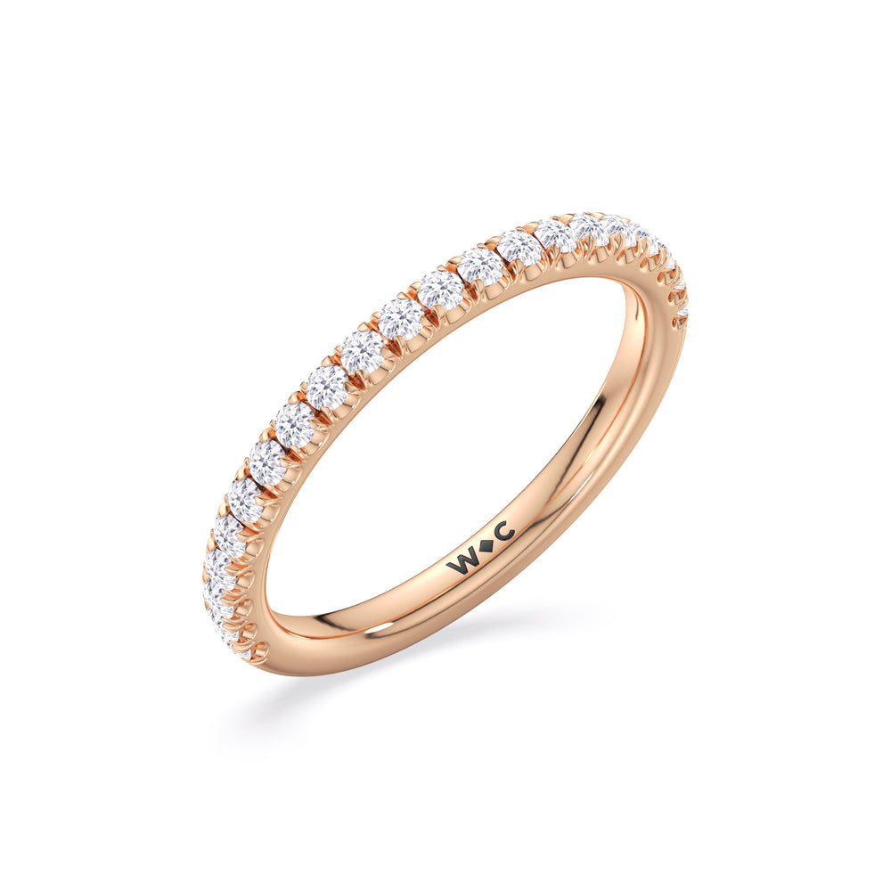 Elegance Double Hidden Halo Diamond Wedding Band with 18KT Rose Gold Cut Diamond in 14KT Rose Gold view 4
