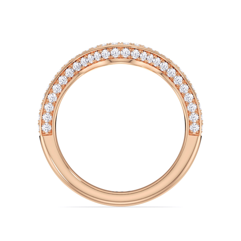 Elegance Hidden Halo Cross Bridge Basket Diamond Wedding Band with 18KT Rose Gold Cut Diamond in 14KT Rose Gold view 2
