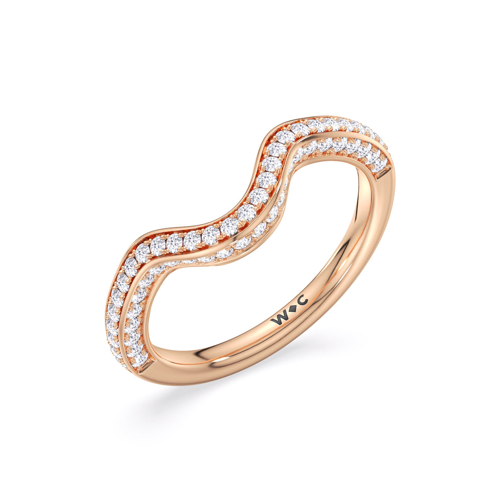 Elegance Hidden Halo Cross Bridge Basket Diamond Wedding Band with 18KT Rose Gold Cut Diamond in 14KT Rose Gold view 4
