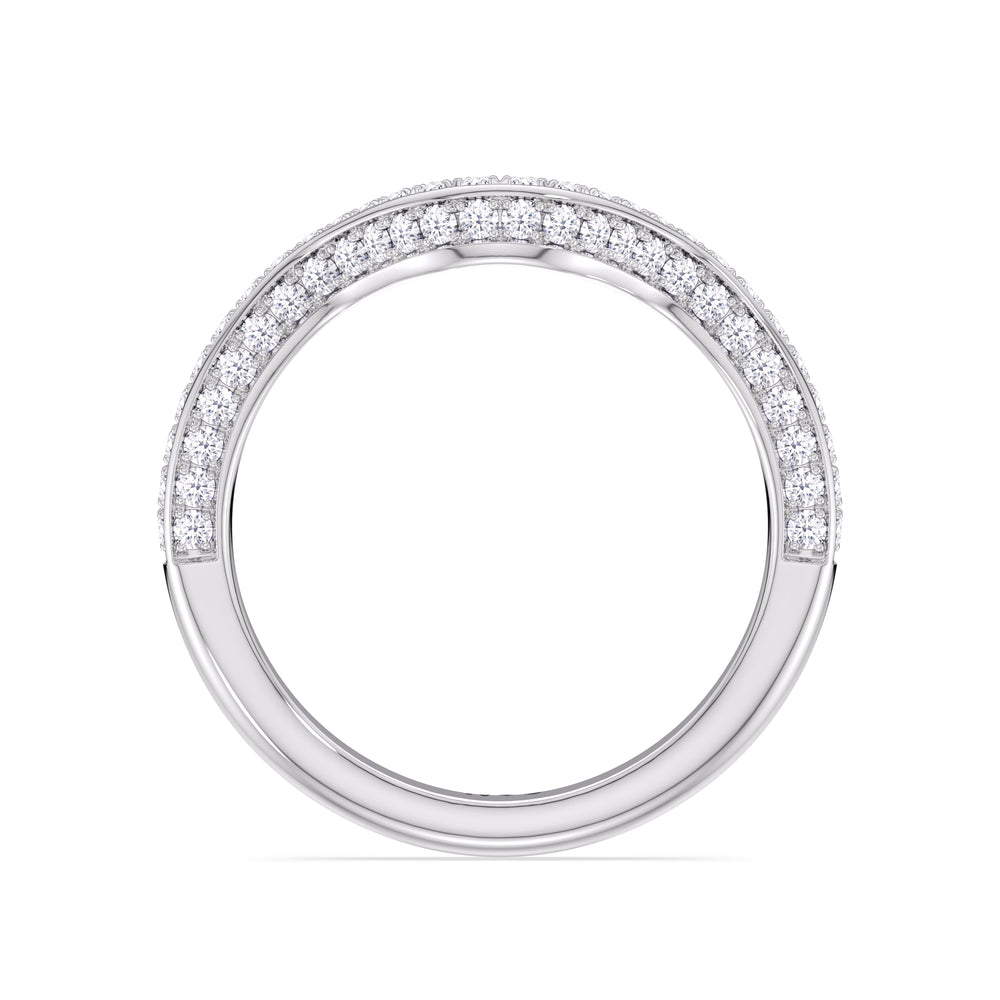 Elegance Hidden Halo Cross Bridge Basket Diamond Wedding Band with Platinum Cut Diamond in 14KT Platinum view 2
