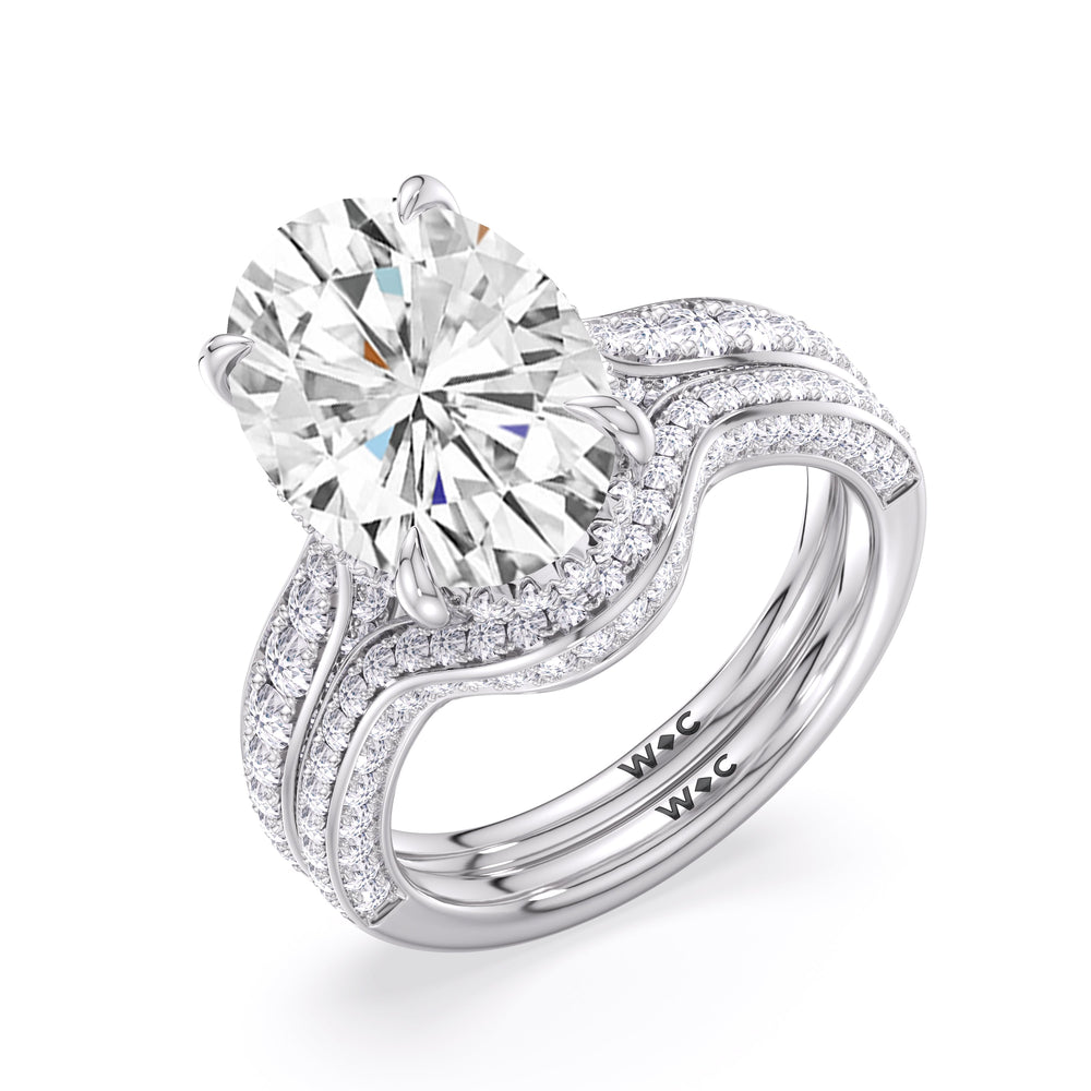 Round Cut Elegance Hidden Halo Cross Bridge Basket Engagement Ring with Lab Grown Diamond in 14KT Platinum view 6
