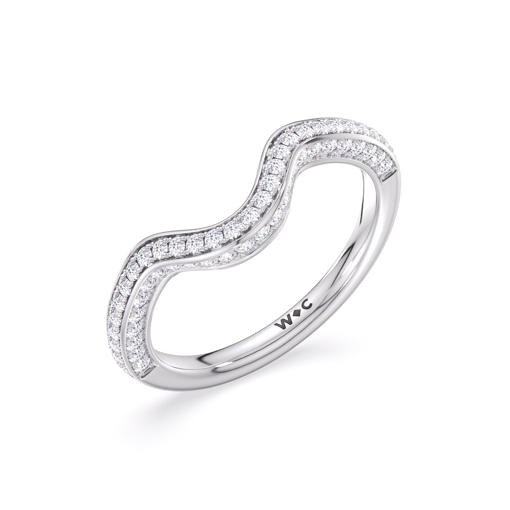 Elegance Hidden Halo Cross Bridge Basket Diamond Wedding Band with Platinum Cut Diamond in 14KT Platinum view 4
