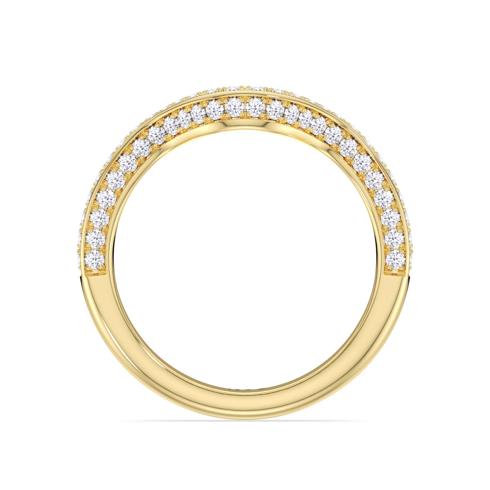 Elegance Hidden Halo Cross Bridge Basket Diamond Wedding Band with 18KT Yellow Gold Cut Diamond in 14KT Yellow Gold view 2
