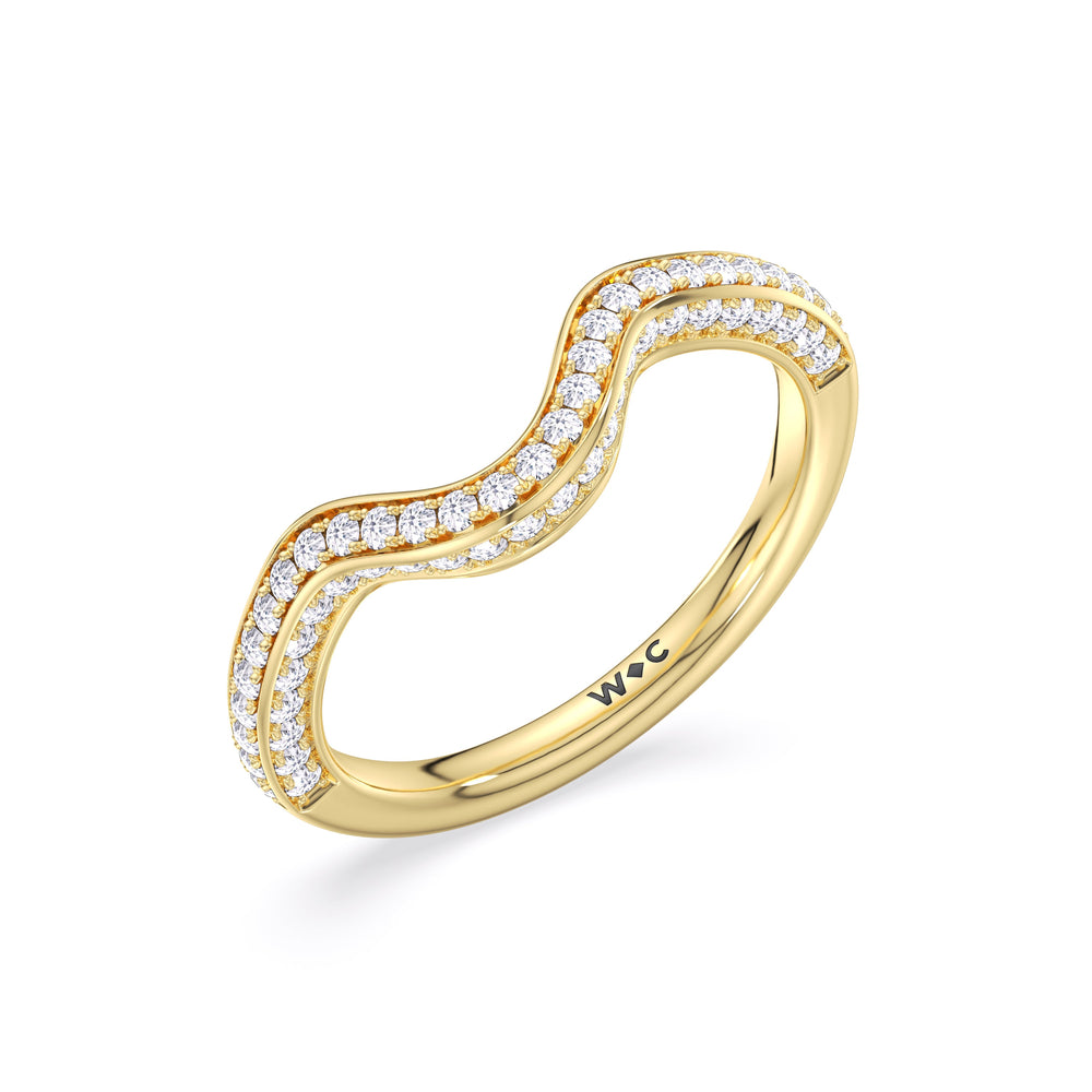 Elegance Hidden Halo Cross Bridge Basket Diamond Wedding Band with 18KT Yellow Gold Cut Diamond in 14KT Yellow Gold view 4
