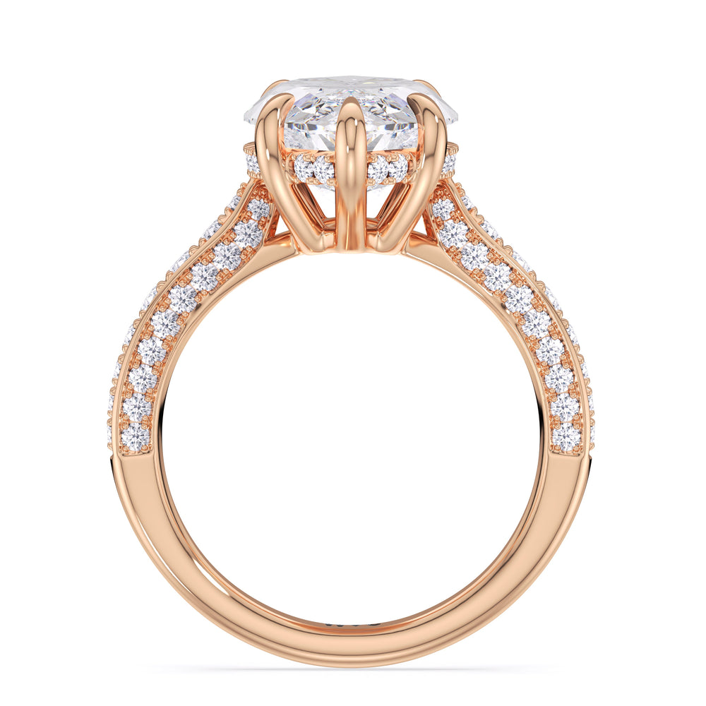 Marquise Cut Elegance Hidden Halo Cross Bridge Basket Engagement Ring with Lab Grown Diamond in 14KT Rose Gold view 4

