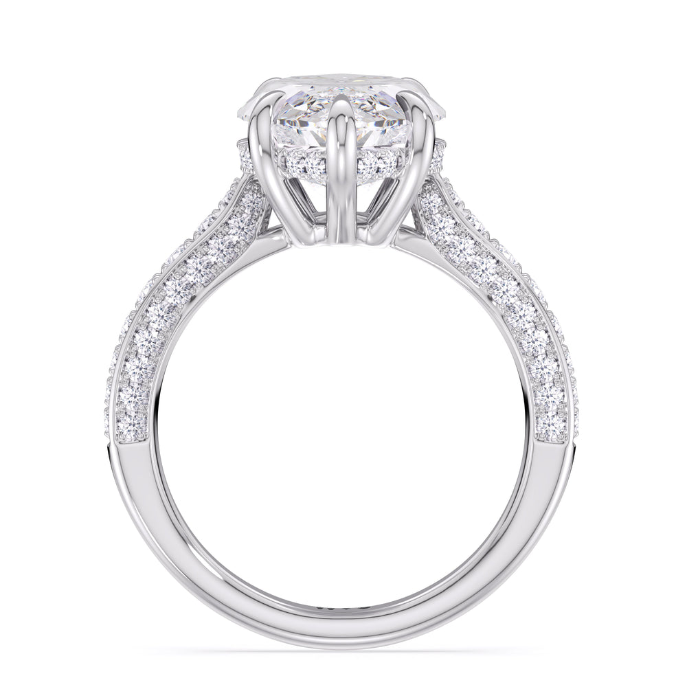 Marquise Cut Elegance Hidden Halo Cross Bridge Basket Engagement Ring with Lab Grown Diamond in 14KT Platinum view 4
