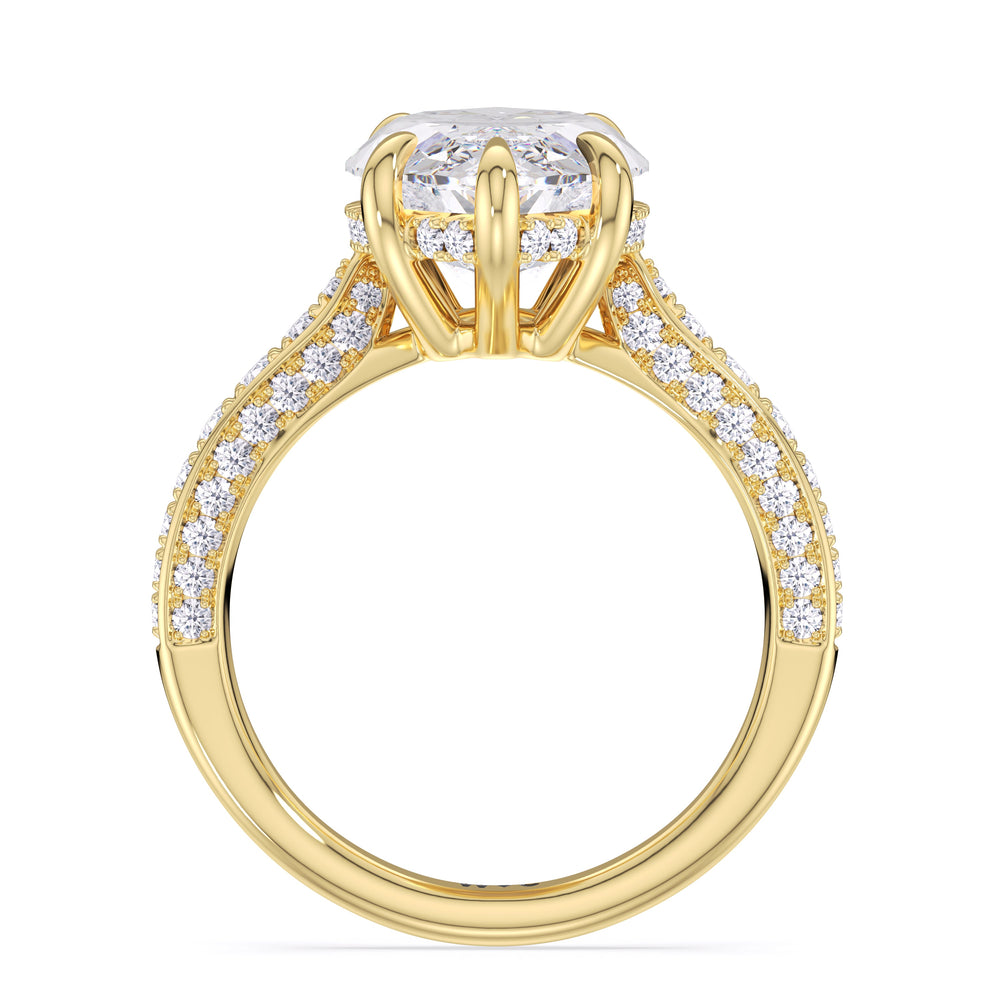 Marquise Cut Elegance Hidden Halo Cross Bridge Basket Engagement Ring with Lab Grown Diamond in 14KT Yellow Gold view 4
