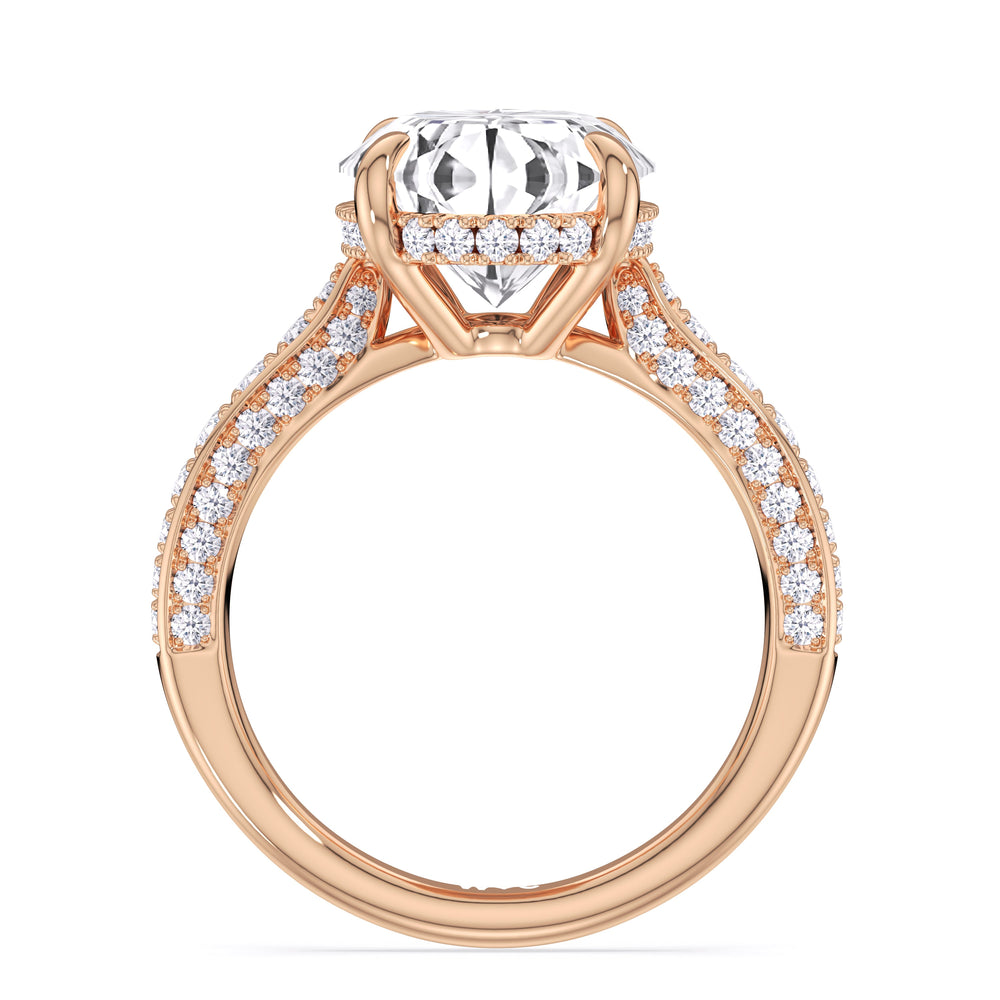 Oval Cut Elegance Hidden Halo Cross Bridge Basket Engagement Ring with Lab Grown Diamond in 14KT Rose Gold view 4
