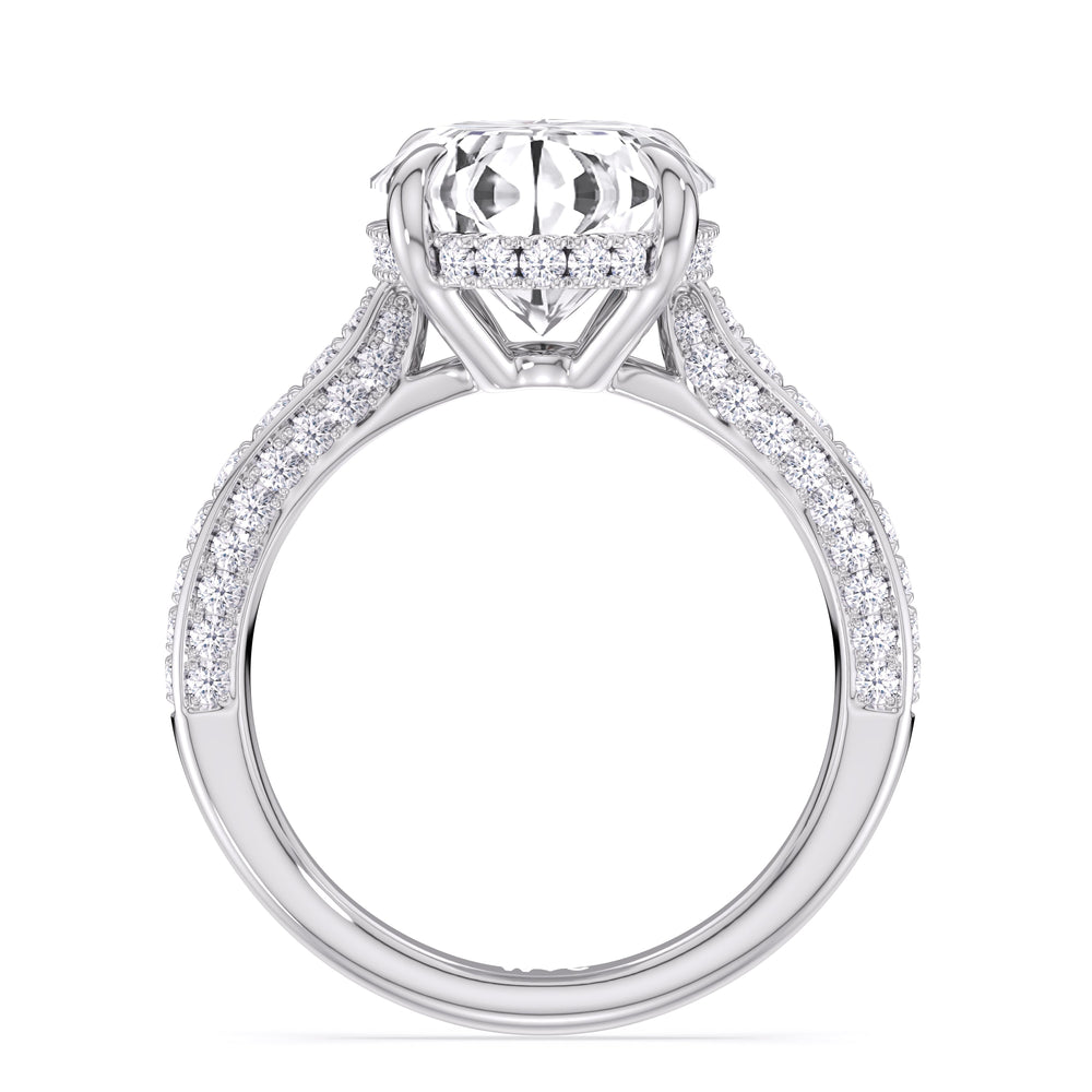 Oval Cut Elegance Hidden Halo Cross Bridge Basket Engagement Ring with Lab Grown Diamond in 14KT Platinum view 4
