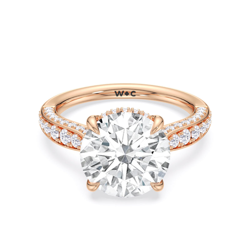 Elegance Hidden Halo Cross Bridge Basket Engagement Ring